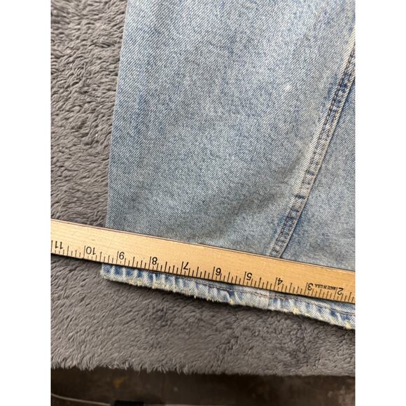 Zara Denim Strapless Jumpsuit Button Front XS Light Wash Distressed Baggy Leg - Picture 4 of 9